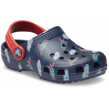 Zuecos Crocs Classic Toddler Printed Niño Azul Marino | Mexico 1400CTVE